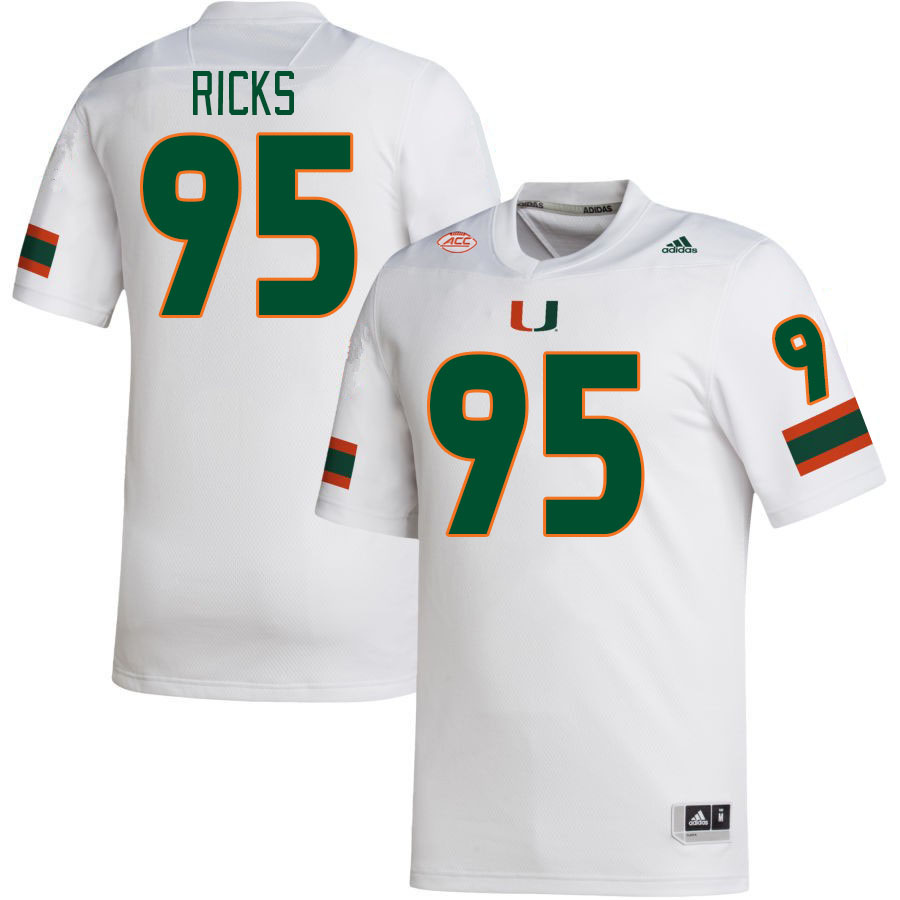 Men #95 Cooper Ricks Miami Hurricanes College Football Jerseys Stitched-White